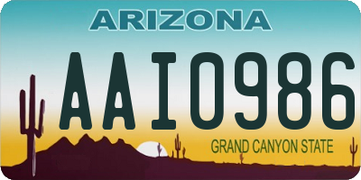 AZ license plate AAI0986