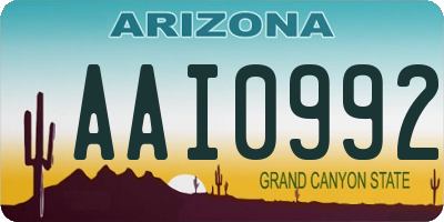 AZ license plate AAI0992