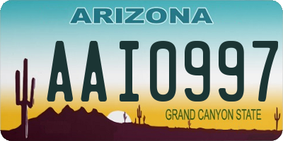 AZ license plate AAI0997