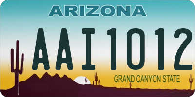 AZ license plate AAI1012