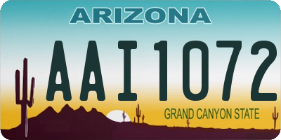 AZ license plate AAI1072