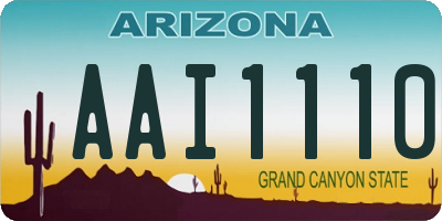 AZ license plate AAI1110