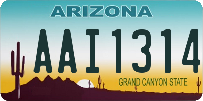 AZ license plate AAI1314