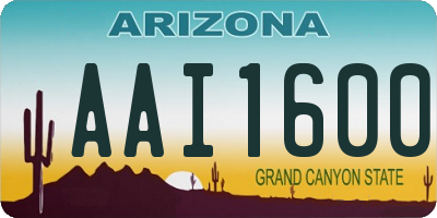 AZ license plate AAI1600