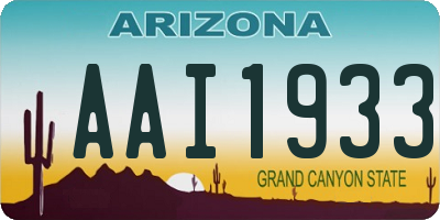 AZ license plate AAI1933