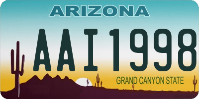 AZ license plate AAI1998