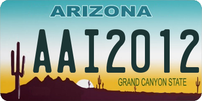 AZ license plate AAI2012