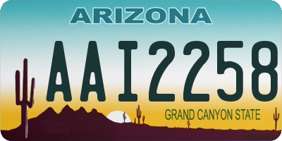 AZ license plate AAI2258
