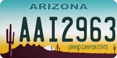 AZ license plate AAI2963