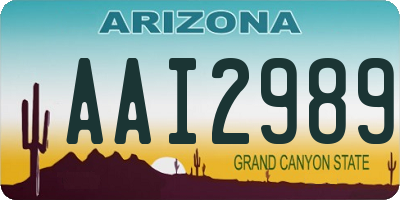 AZ license plate AAI2989