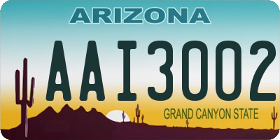 AZ license plate AAI3002