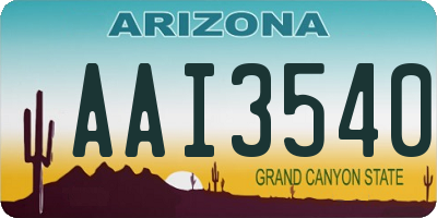 AZ license plate AAI3540