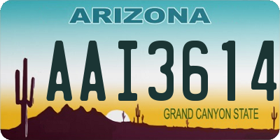 AZ license plate AAI3614