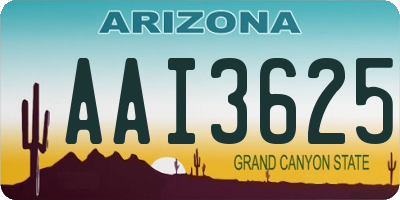 AZ license plate AAI3625