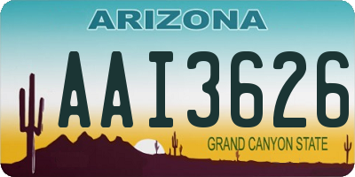 AZ license plate AAI3626