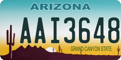 AZ license plate AAI3648
