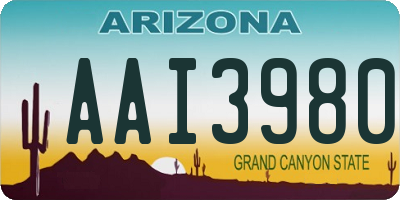 AZ license plate AAI3980