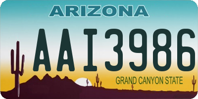 AZ license plate AAI3986