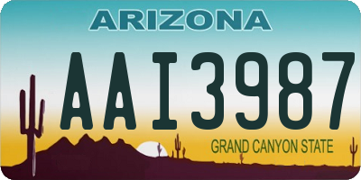 AZ license plate AAI3987