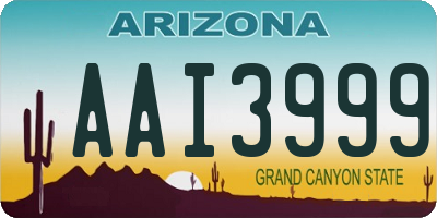 AZ license plate AAI3999
