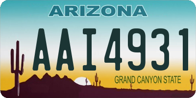 AZ license plate AAI4931