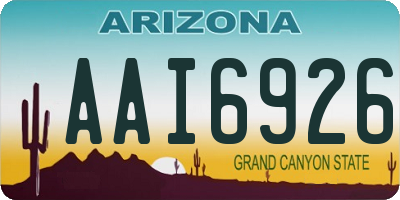 AZ license plate AAI6926