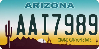 AZ license plate AAI7989