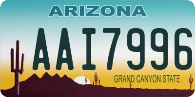 AZ license plate AAI7996