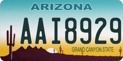 AZ license plate AAI8929