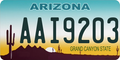 AZ license plate AAI9203