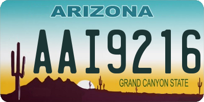 AZ license plate AAI9216