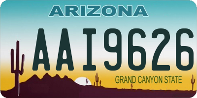 AZ license plate AAI9626