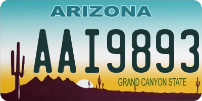 AZ license plate AAI9893