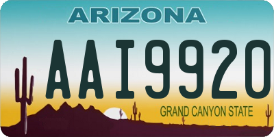 AZ license plate AAI9920
