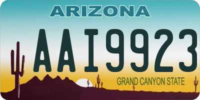 AZ license plate AAI9923