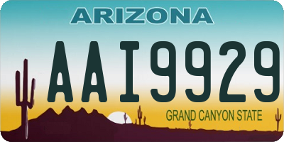 AZ license plate AAI9929