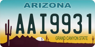 AZ license plate AAI9931
