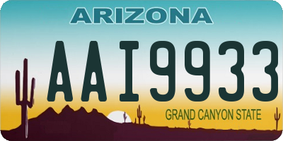 AZ license plate AAI9933