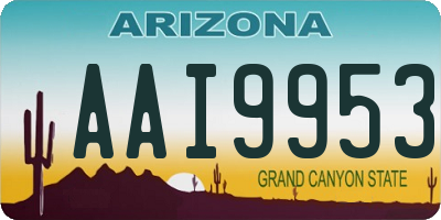 AZ license plate AAI9953