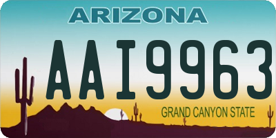 AZ license plate AAI9963