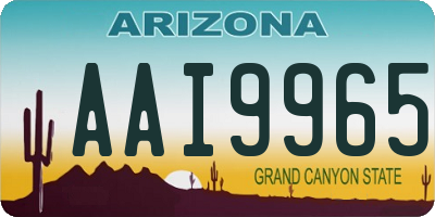 AZ license plate AAI9965