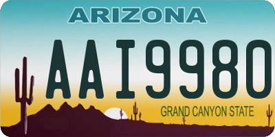 AZ license plate AAI9980