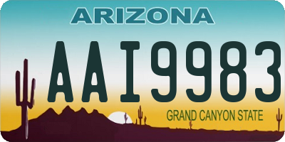 AZ license plate AAI9983