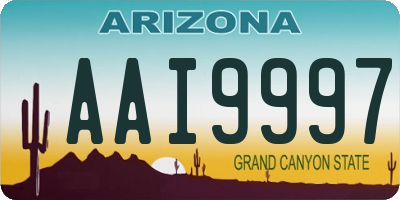 AZ license plate AAI9997