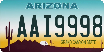 AZ license plate AAI9998