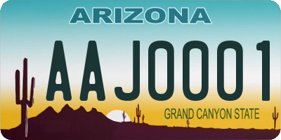 AZ license plate AAJ0001