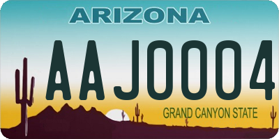 AZ license plate AAJ0004