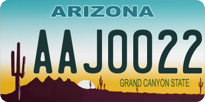 AZ license plate AAJ0022