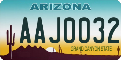 AZ license plate AAJ0032