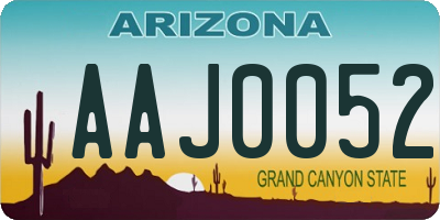 AZ license plate AAJ0052